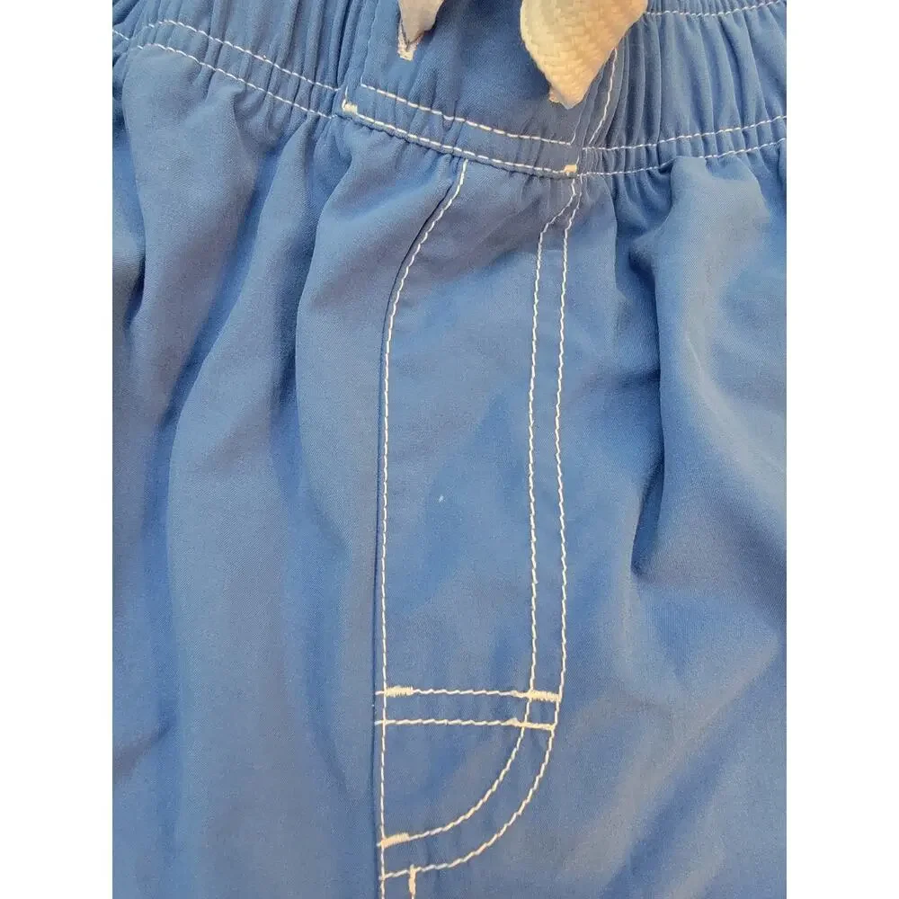 Nike Swim Shorts XXL Blue White Cargo Pocket Drawstring Unlined Beach Board